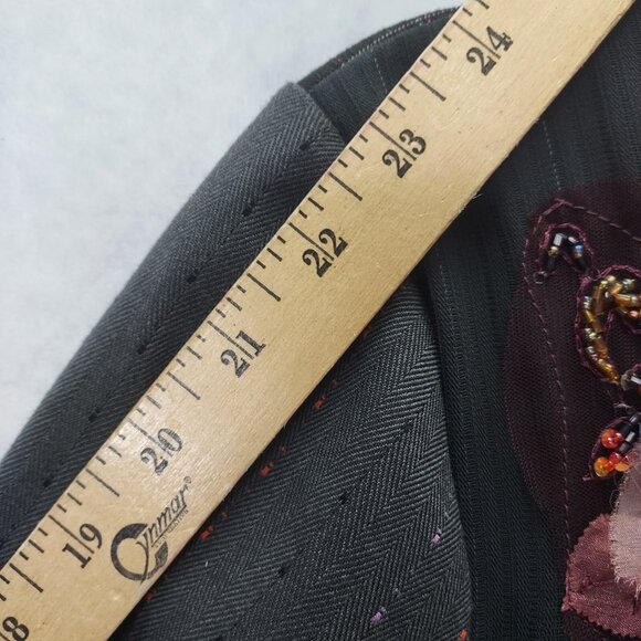 Lee Andersen Tunic Sz M Gray Pink "Holi Job to Joy" Floral Applique Beaded Artsy - Picture 10 of 11